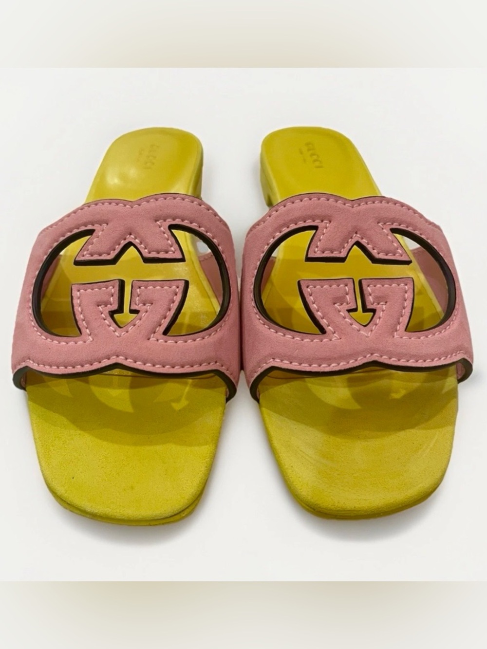 GUCCI Dolly Pink Interlocking G Cut Out Sandals Size EU 39 Authentic MSRP $750